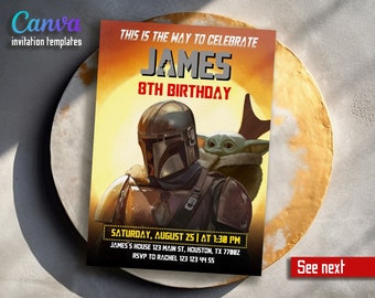 Instant Download grogu invitation, Printable Birthday Invitation,wars invitation, mandalorian birthday party, Star invite