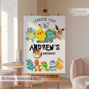 Anime welcome in, birthday welcome sign, printable editable Party decoration template, welcome poster template