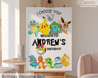 Anime welcome in, birthday welcome sign, printable editable Party decoration template, welcome poster template