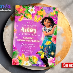 Isabela girl birthday invite, encanto invitation, encanto partyPrintable birthday invitation, Editable invitation, instant download, mirabel
