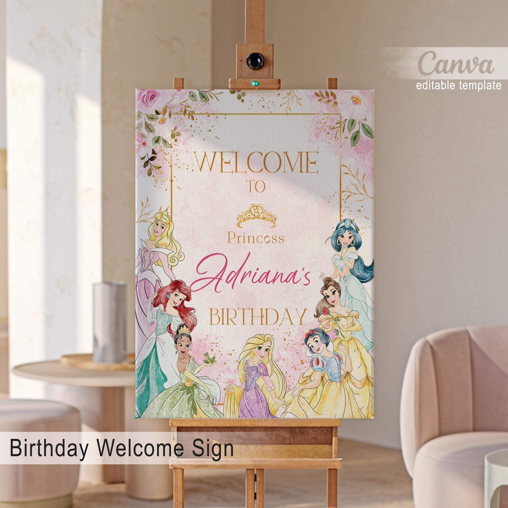 Welcome Princesses Princess Printable Welcome Sign Template, Birthday Once Upon a Time ...