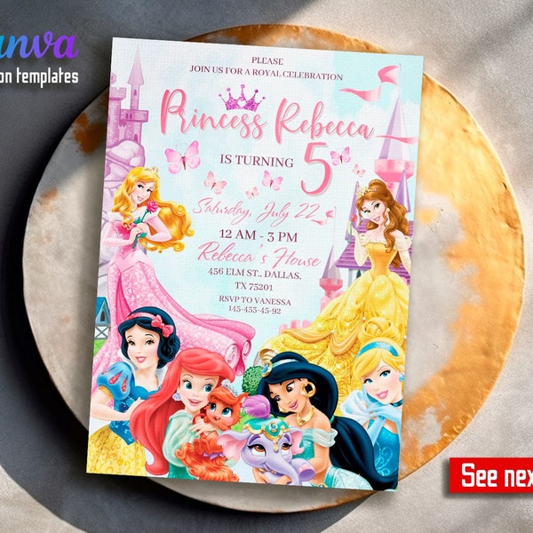 Once upon a time royal party, instant download, Princess Birthday invitation, Girl editable invite template, printable castle invitation