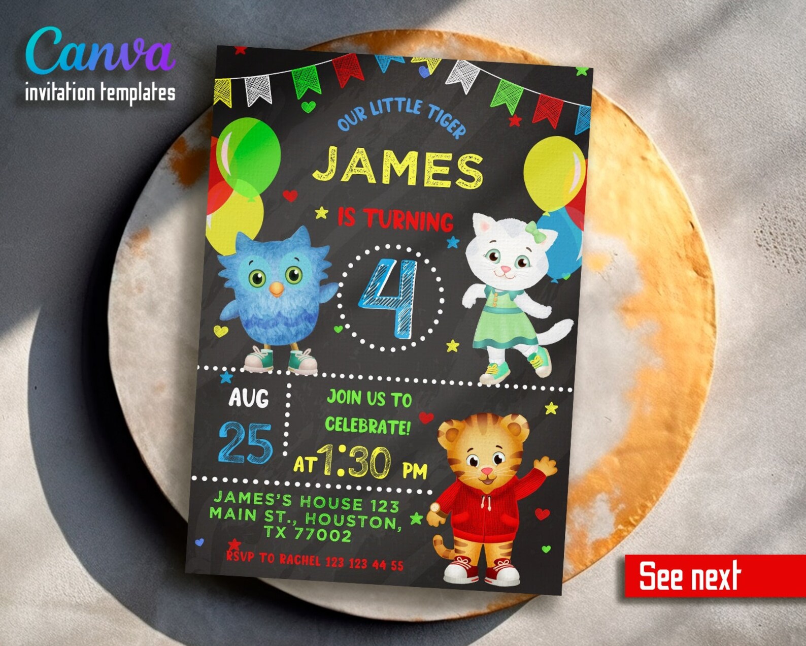 Printable Editable Birthday Invitation Daniel Tiger Birthday - Etsy