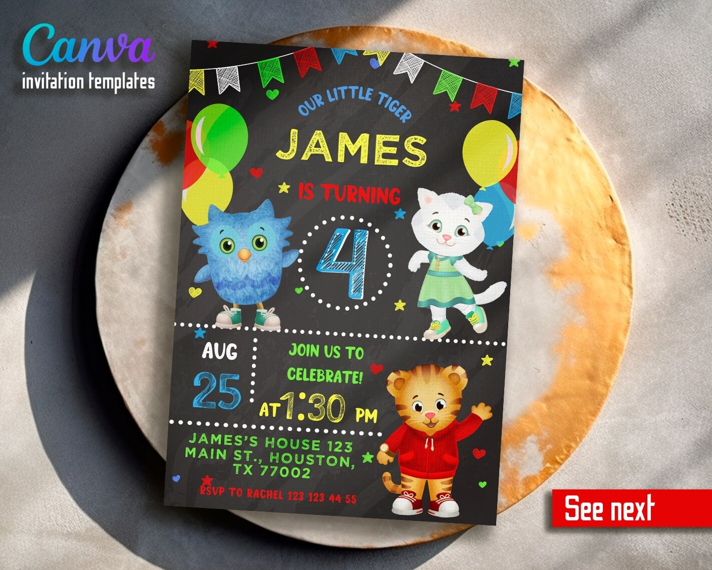 Printable Editable Birthday Invitation Daniel Tiger Birthday - Etsy