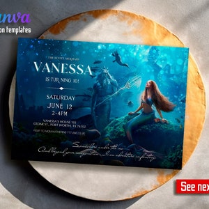 Editable Invitation, Mermaid Birthday Invitation, The Little Mermaid Printable invitation, Princess Ariel Party, Mermaid Party