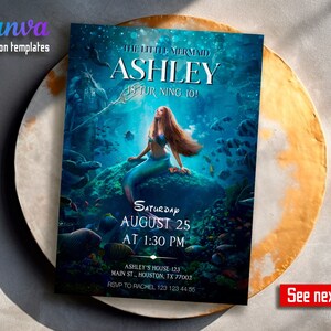 Printable birthday invite,  The Little Mermaid Printable invitation, Mermaid Birthday Invitation, Princess Ariel Party, Mermaid Party