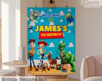 Toy story woody Printable Welcome Sign template, two infinity beyond Birthday Party Welcome in Poster, Toy story Boy Girl birthday decor