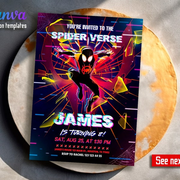 Printable Birthday Invitation, Spider-verse invite, spiderman invitation, superhero party, Instant Download super hero invite