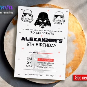 Printable birthday invite, Editable invitation, instant Download, wars invitation, Star invite, wars invitation, darth vader birthday party