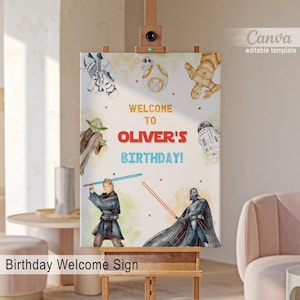 Druckbare Stern-Willkommensschild-Vorlage, Geburtstags-Stormtrooper-Wars-Party-Willkommen-in-Poster, Darth-Vader-Junge-B-Day-Party-Dekoration