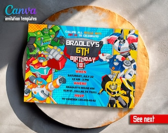 Autobots party invitation, Bumblebee invitation, transformers party, Printable invite, Rescue Bots Birthday Invitation, Optimus Prime invite