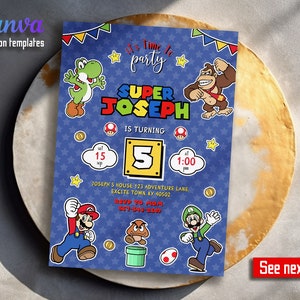 Birthday Invite boy girl, Super mario invitation, mario bros movie invitation, Instant Download, video game Birthday Invite template
