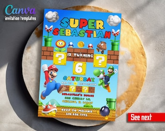 Birthday Invite boy girl, Super mario invitation, mario bros movie invitation, Instant Download, video game Birthday Invite template
