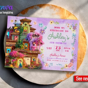Encanto invitation, Printable birthday invite, Editable invitation,  encanto party, instant download, mirabel, isabela girl birthday invite