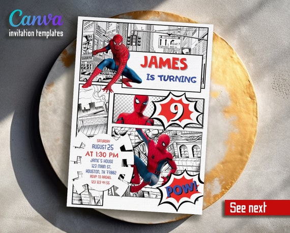 Printable Birthday Invitation, Spider-verse invite, spiderman invitation, Superhero birthday party, Instant Download, super hero invitation