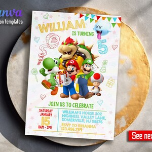 Birthday Invite boy girl, Super mario invitation, mario bros movie invitation, Instant Download, video game Birthday Invite template