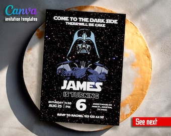 Printable birthday invite, Editable invitation, instant Download, wars invitation, Star invite, wars invitation, darth vader birthday party