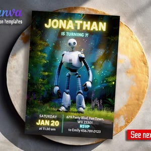 Wild Robot Roz Birthday invitation, printable Invitation, Party Invite Template, Editable Invitation, boy girl birthday, first second