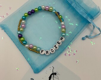 Arendelle Celebration Bracelet – Snow Kingdom Inspired Beaded Jewellery – Handmade Adult Stretch Bracelet