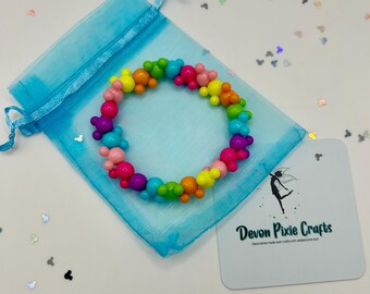 Rainbow Mouse Bead Bracelet – Handmade Whimsical Park Jewellery