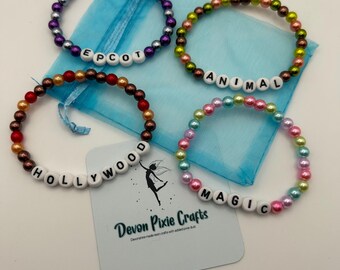 Theme Park Inspired Beaded Bracelet Set - Epcot, Animal, Magic, Hollywood