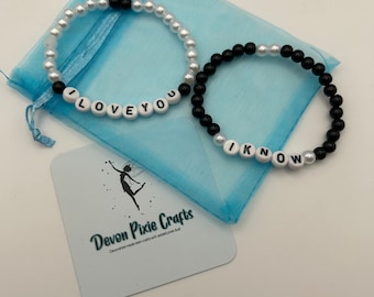 I love You / I Know Matching Bracelets | Cheeky Movie Quote Jewelry | Nerdy Love Gift
