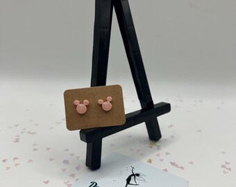 Resin Mouse Silhouette Earrings – Handmade Pastel Animal Studs – 8 Color Options