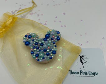 Handmade Shimmer Mouse Phone Grip, Blue Turquoise Resin Accessory