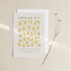 Yellow Daisy Jeremiah 29:11 Digital Download Daisy Scripture Decor Printable Wall Art Yellow Beige Aesthetic Christian Home Decor