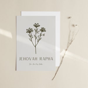 Jehovah Rapha The Lord is My Healer Christian Printable Beige Aesthetic Gifts for Women Hebrew Name of God Digital Download