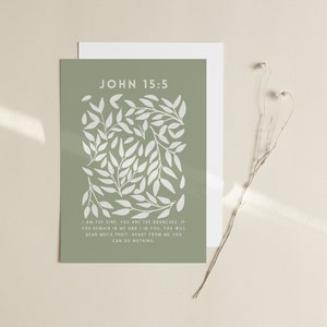 Christian Wall Art Nature Print Sage Green Scripture Art I Am the Vine Digital Print Aesthetic Christian Home Decor Earthy Tones Green