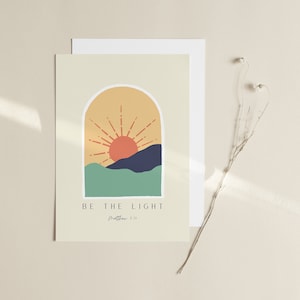New Boho Matthew 5:14 Be the Light of the World Christian Printable Boho Sun Aesthetic Gift for Women Sun Digital Art Boho Arch Style