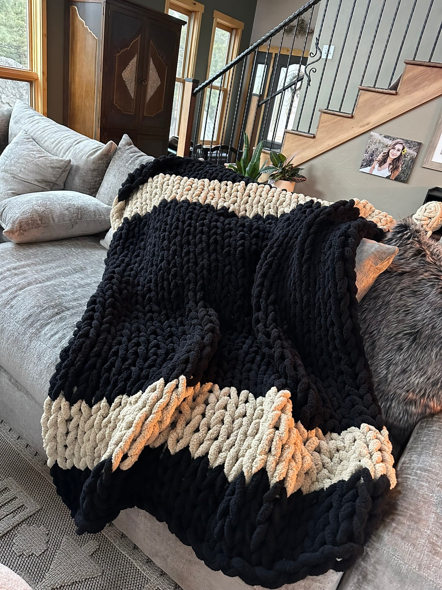 Chunky Hand Knit Blankets, Chunky Knit Throw, Chenille Blanket, Baby Blanket, Soft Blanket