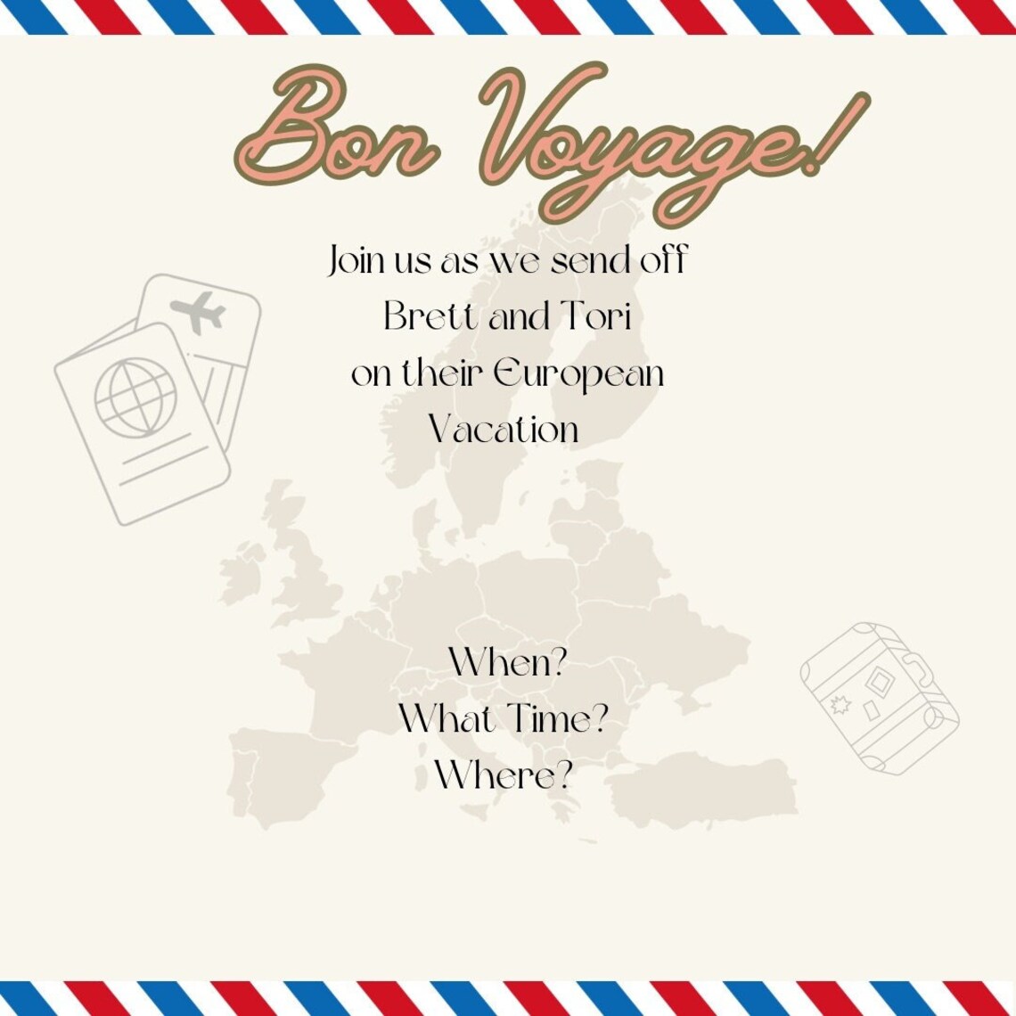 Bon Voyage Party Invitation Template - Etsy