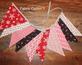 Christmas Bunting Flag Banner, Fabric Bunting Flags,  for Christmas Decor, Fireplace Mantel, Living Room, Dining Room