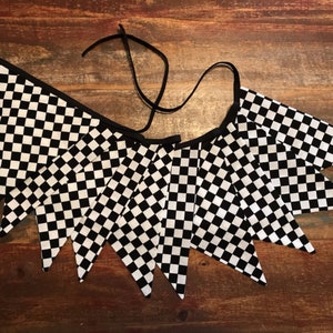 Checkered Bunting Flags Banner, Checkered Race Pennant Flags, Finish Line Pennant Flags Black and White