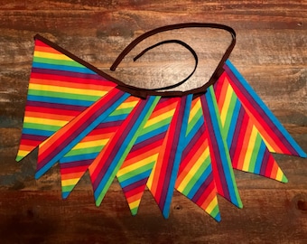Rainbow Bunting Banner, Pride Fabric Pennant, LGBTQ Flag Garland, Colorful Party Decor, Love is Love Banner, Handmade Pride Month Decoration