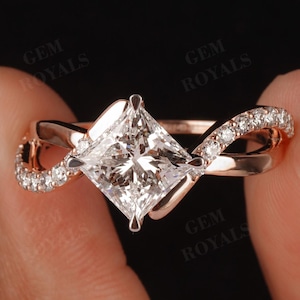 2.00 CT Princess Cut Lab Grown Diamond Engagement Ring, Solid Gold Wedding Ring, IGI Certified Promise Ring, Anniversary Gift For Women