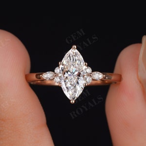 Marquise Cut Diamond Engagement Ring for Women 14K Gold Cluster Promise ring 1-2ct Certified Lab Grown Diamond Ring Anniversary Gift for Her