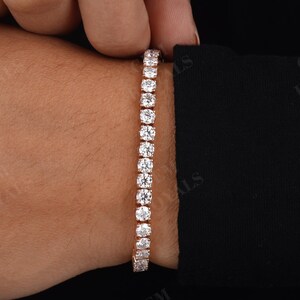 VVS1 4 MM Okrągła Diamentowa Bransoletka Tenisowa, Srebro Sterling 925 Iced Out Diamond Unisex Bransoletka Tenisowa Dla Mężczyzn i Kobiet, Okrągłe Bransoletki