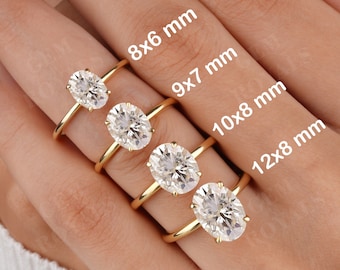 Oval Cut Moissanite Verlobungsring 14K Gold Diamant Verlobungsring für Frauen Oval Solitär Ring Vorschlag Versprechen Ring Geschenk für sie