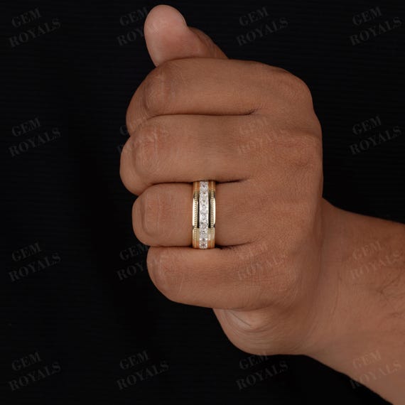 Princess Cut Lab Diamond Men's Wedding Band, Channel Set, 8mm - Etsy