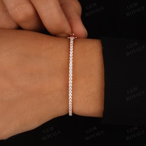 Round Cut Lab Diamond Bangle, Dainty Pave Set Diamond Lab Grown Women's Bangle Bracelet Gift, 14K Gold Customized Diamond Bangle Bracelet