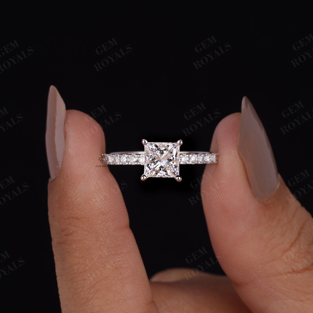 Solitaire Princess Cut Lab Grown Diamond Engagement Ring FG/VS ...
