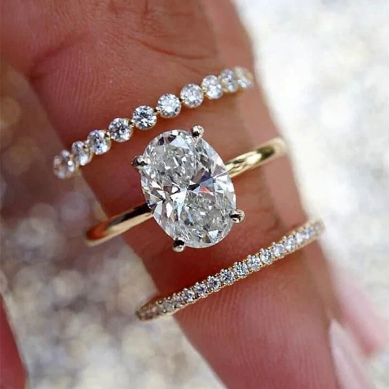 Oval Wedding Set - Etsy