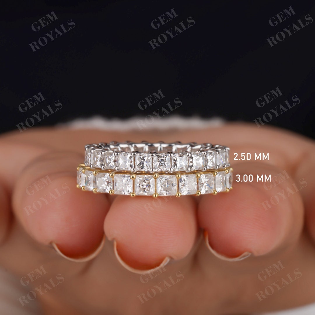 Princess Cut Moissanite Eternity Wedding Band – 14K Gold Vintage ...