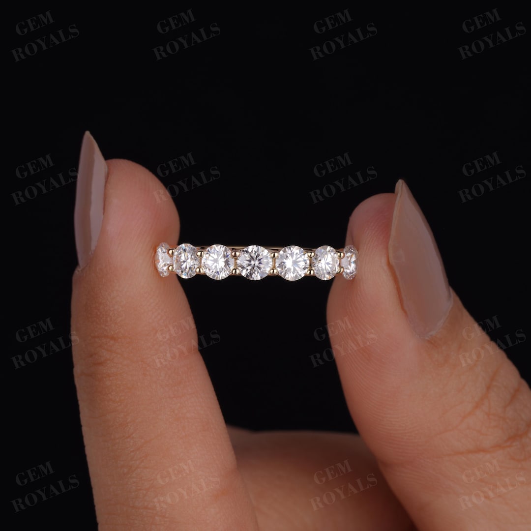 Lab Grown Diamond Eternity Band, 14K Gold Stackable Wedding Ring - Etsy