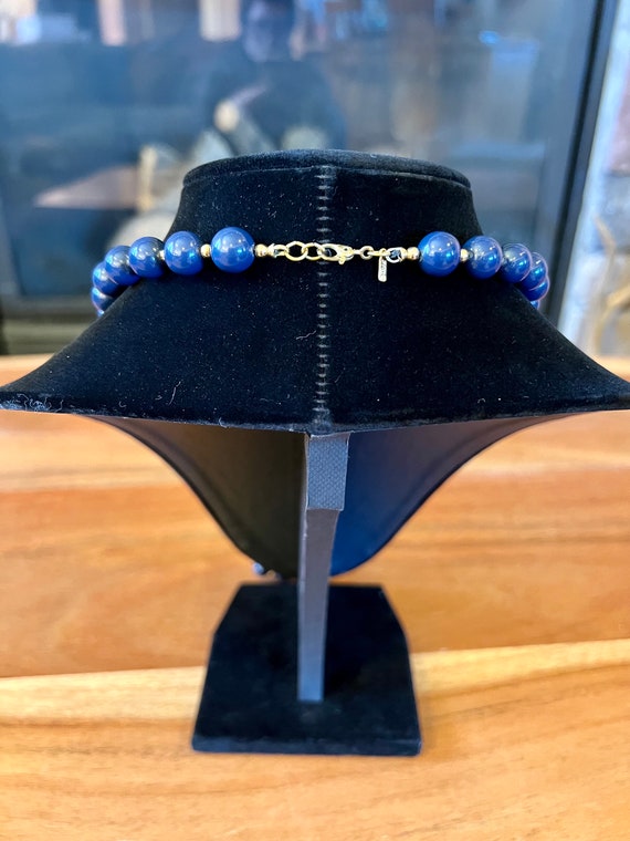 Beautiful Vintage Monet Navy Blue Beaded Necklace - image 2