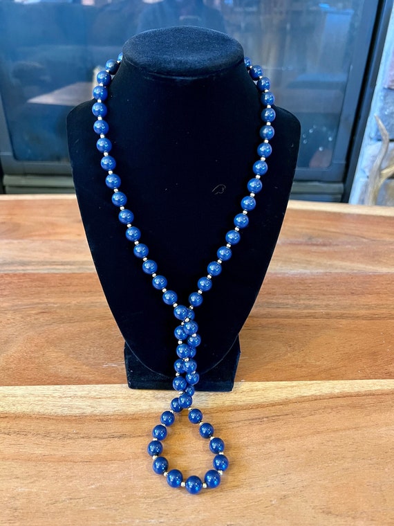 Beautiful Vintage Monet Navy Blue Beaded Necklace - image 1