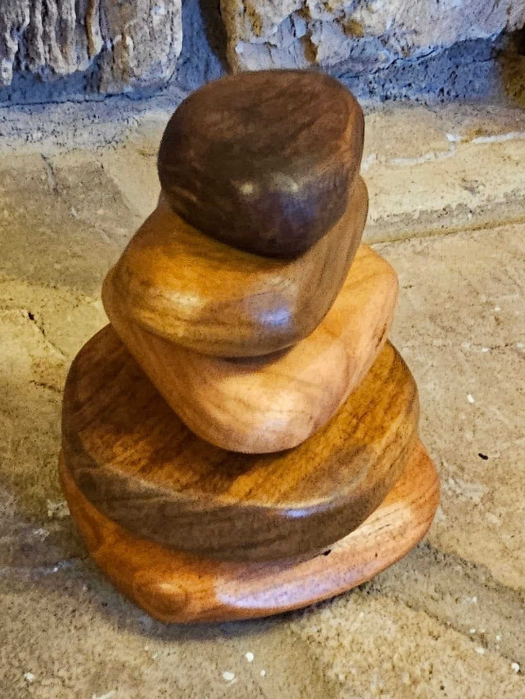 Wooden Stacking Rocks 5 Pieces Wooden Balancing Game Etsy